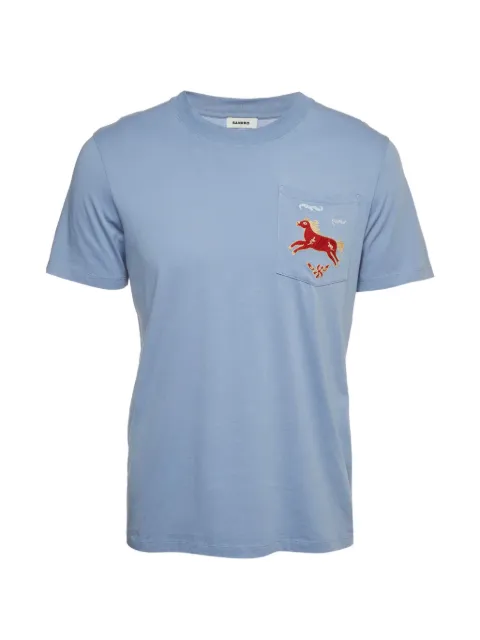 SANDRO horse-embroidered pocket T-shirt Blue 1390607