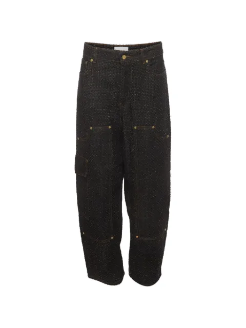 GANNI textured wide-leg jeans Black 1397210