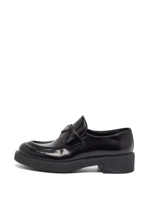 Prada Pre-Owned Triangle logo-plaque penny loafers Black 1398234