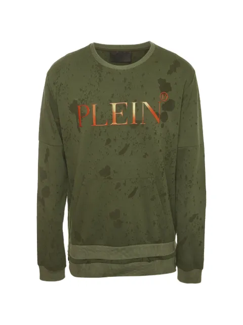 Philipp Plein distressed side-zip sweater Green 1403279