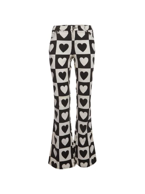 Moschino Pre-Owned heart-print flared jeans White 1382890