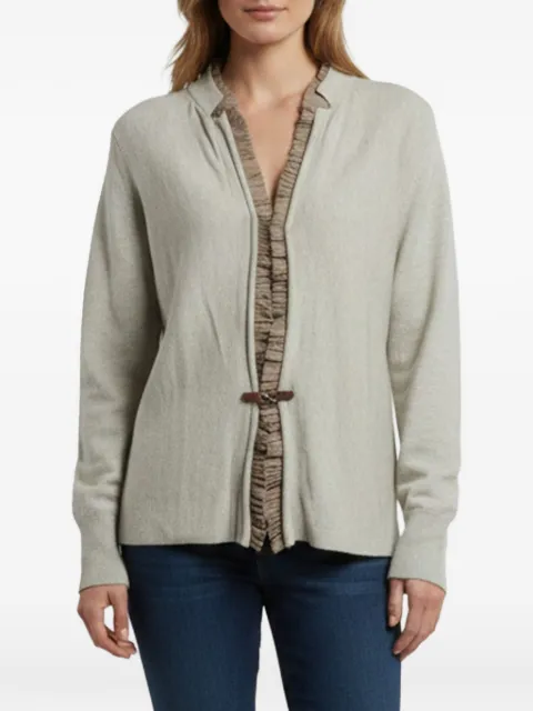 Giorgio Armani Pre-Owned plissé-trim cardigan Neutrals 1344962