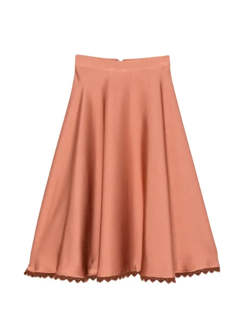 I BLUES lace-trim satin-finish midi skirt Brown IBLORAFO