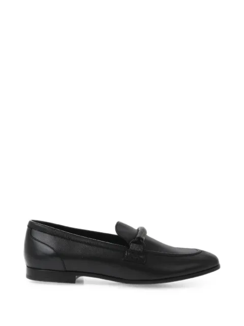 Brunello Cucinelli rhinestone-embellished leather loafers Black MZNAC2512C101