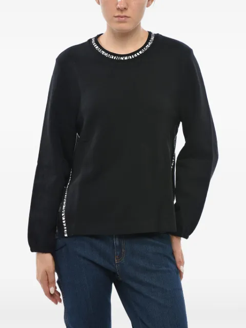 Stella McCartney logo-tape side-slit sweatshirt Black 600862SNW98