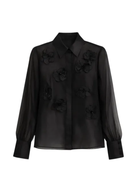 Max Mara floral-applique silk organza blouse Black 2616261013650011