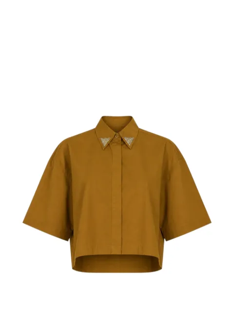 PINKO short-sleeved cropped shirt Brown 106826A2LDL25