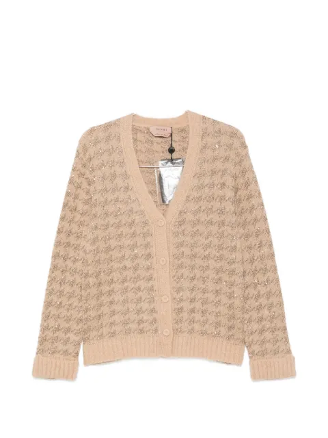 TWINSET sequin-embellished houndstooth cardigan Neutrals 262TP3360