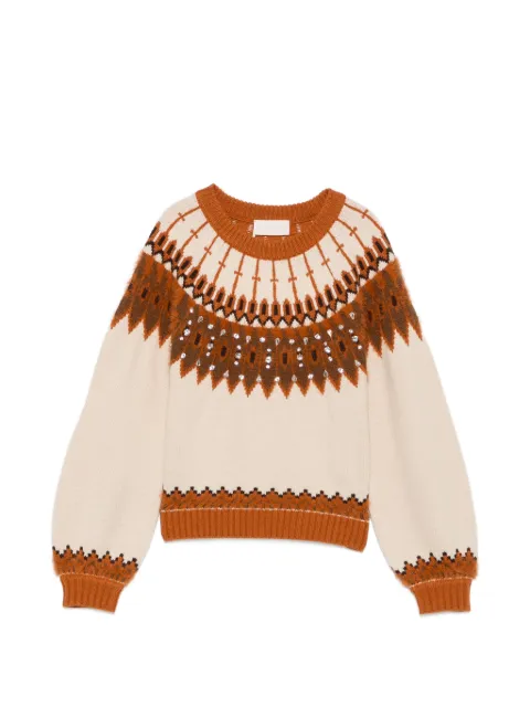 I BLUES crystal-embellished jacquard-knit sweater Neutrals IBLCACTUS