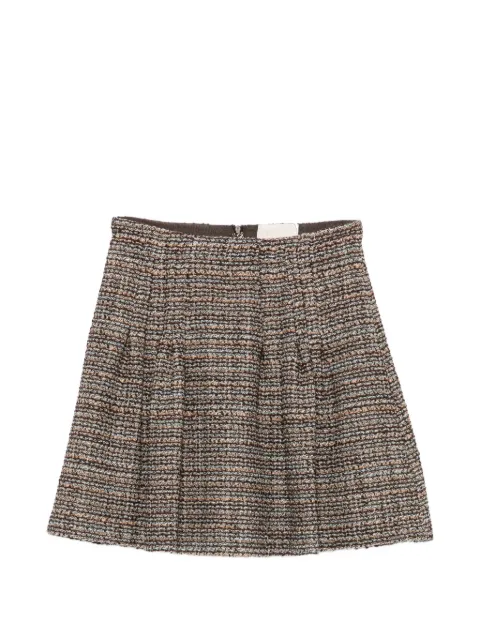 I BLUES tweed box-pleat mini skirt Brown IBLUNDICI