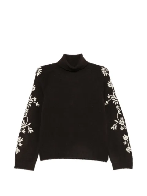 I BLUES floral-embroidered roll-neck sweater Brown IBLOBLO