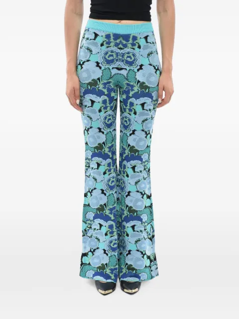 Stella McCartney floral-jacquard flared trousers Blue 6K01513S2340