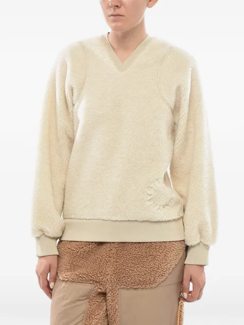 Stella McCartney embroidered-logo faux-fur sweater Neutrals 6J00743SPW919500