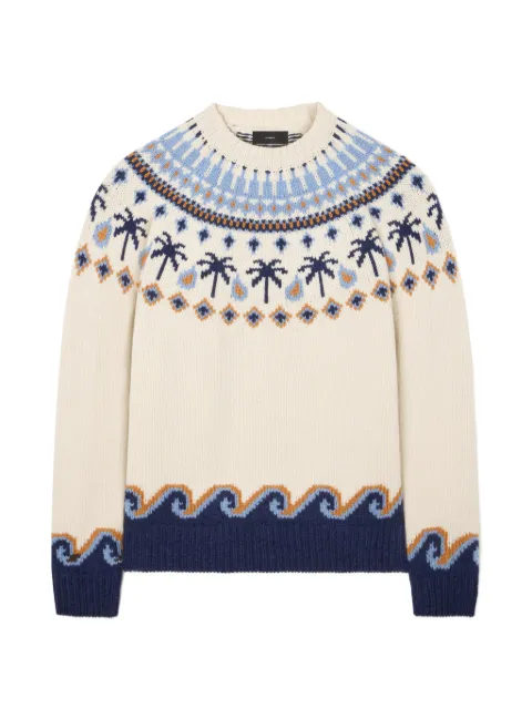 Alanui jacquard-knit Fair Isle sweater Neutrals LMHE016E26KNI0010446