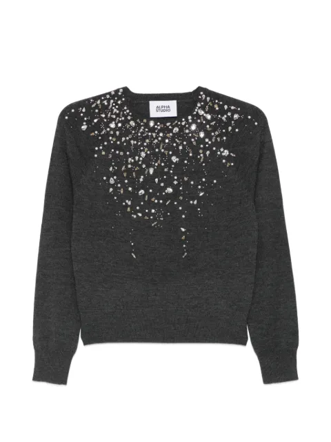 ALPHA STUDIO crystal-embellished sweater Grey AD8472C