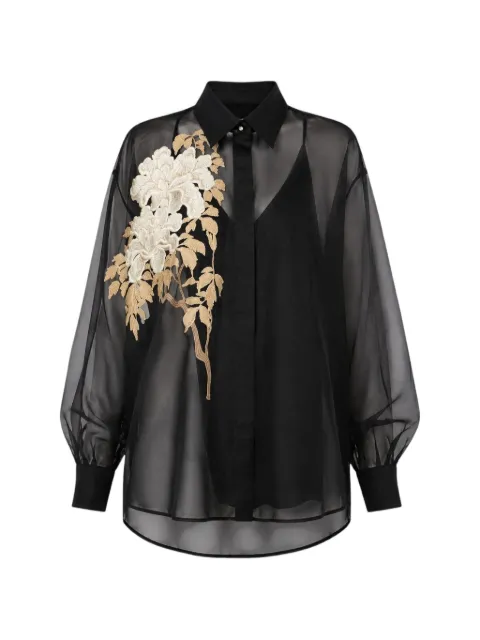 Max Mara floral-embroidery silk shirt Black 261626101465000