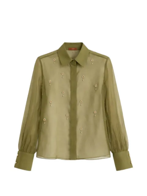Max Mara embroidered silk-organza shirt Green 26162610136500