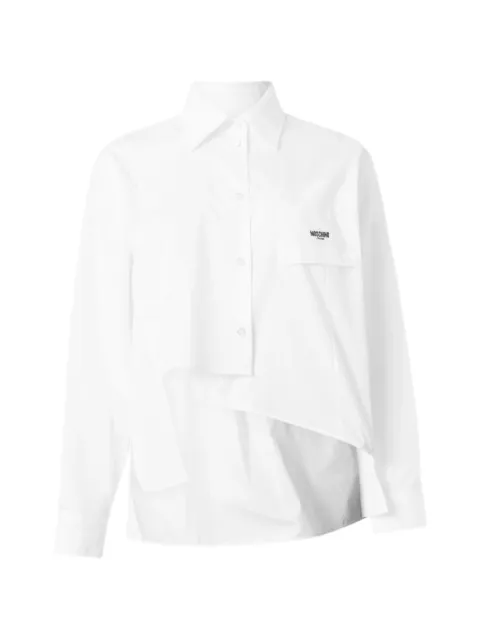 MOSCHINO JEANS asymmetric logo-embroidered shirt White 261K1A020832311001