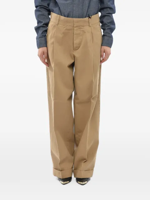 DSQUARED2 single-pleat straight-leg trousers Neutrals S75KB0520D3526