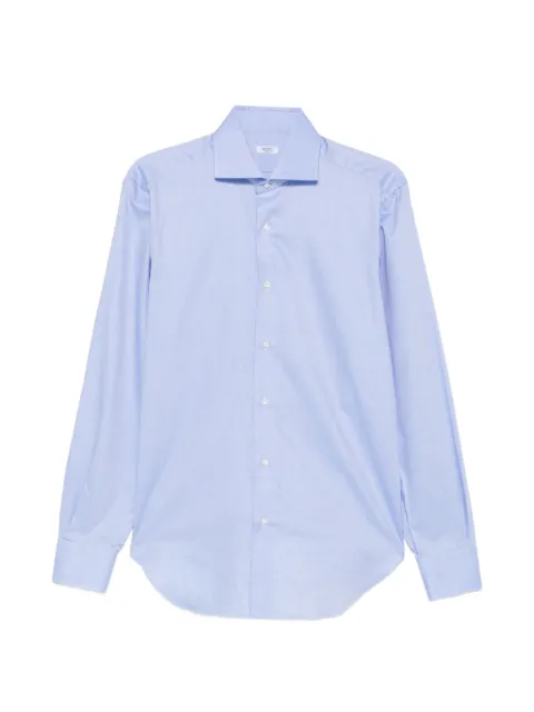 Barba herringbone-pattern spread-collar shirt Blue 57014