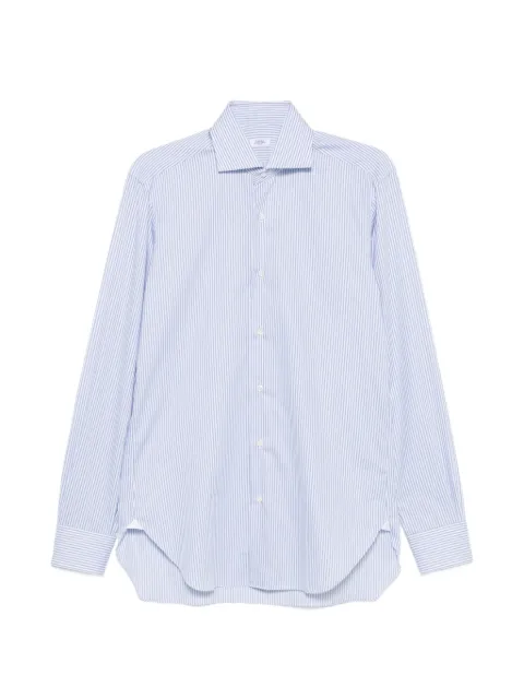 Barba vertical-stripe long-sleeve shirt Blue 57071
