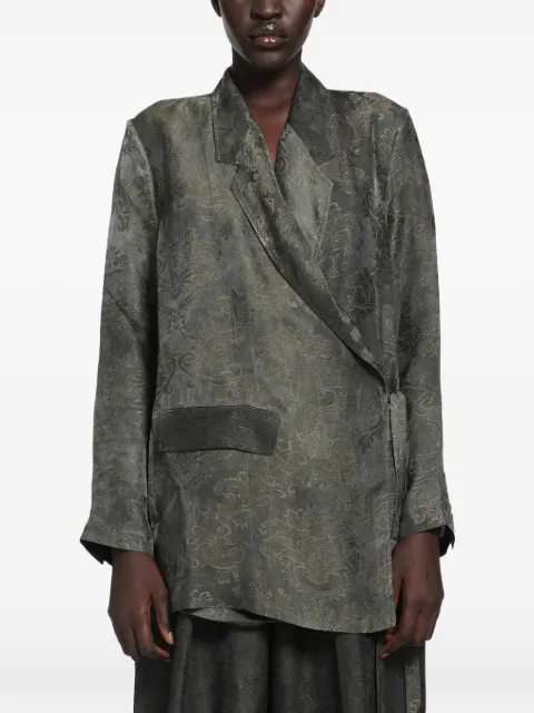 Uma Wang wrap-fastening blazer Green UP6027