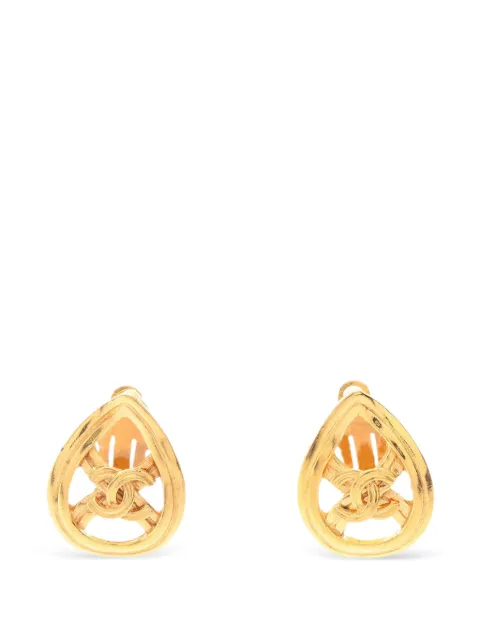 CHANEL Pre-Owned 1996 CC Gold Plated Teardrop Clip On Earrings costume earrings Gold IKUQPVYGI82UBAOW