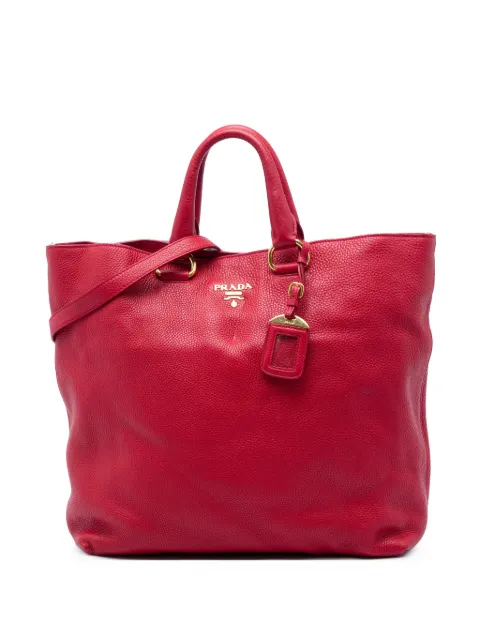 Prada Pre-Owned 2010-2026 Vitello Daino Open Convertible Tote satchel Red VDQUYE9T2Y8LYC5H