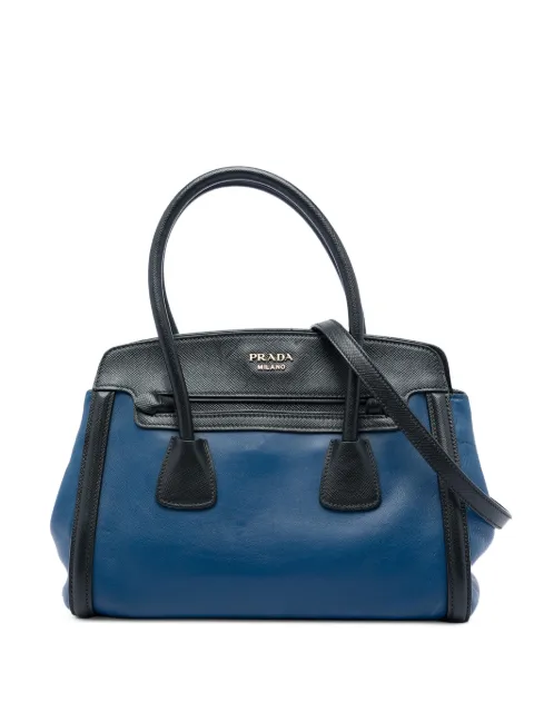 Prada Pre-Owned 2013-2026 Bicolor Saffiano Trimmed City Calf Double Zip satchel Blue QH5BE0ZN5CU3797Q