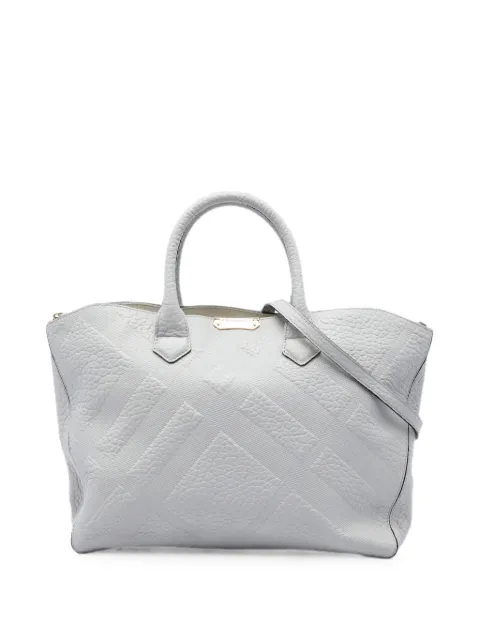 Burberry Pre-Owned 2000-2017 Elephant Embossed Calfskin Check Dewsbury satchel Grey MSJ2US197OLLSJF9