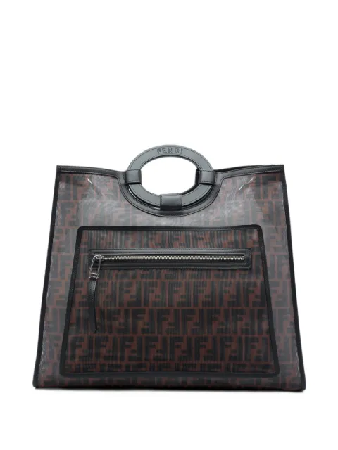 Fendi Pre-Owned 2016-2026 Large FF 1974 Mesh Runaway Shopper Tote satchel Brown MQG2K9B7GI8JUIBA