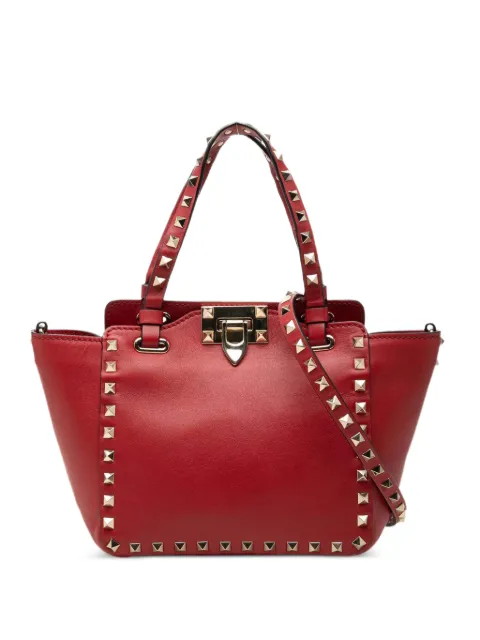 Valentino Garavani Pre-Owned 2010-2017 Mini Grained Calfskin Rockstud Trapeze satchel Red HVKQYF28RFWFZEZQ