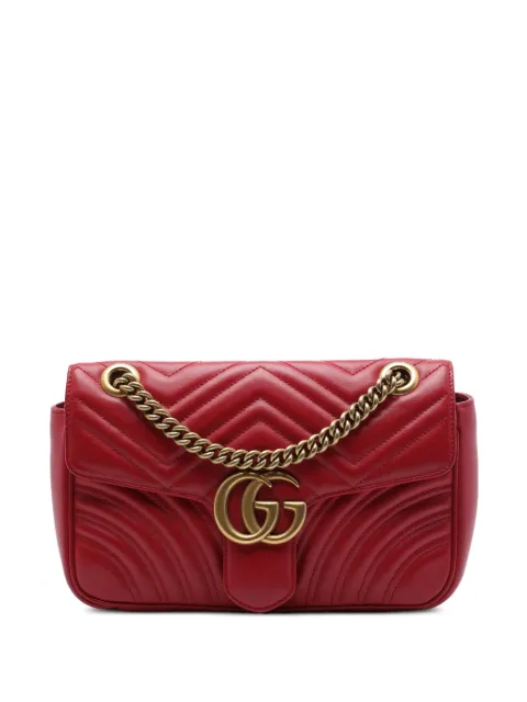 Gucci Pre-Owned 2016-2026 Medium GG Marmont Matelasse Calfskin shoulder bag Red APPH9N06LRNDIL5Y