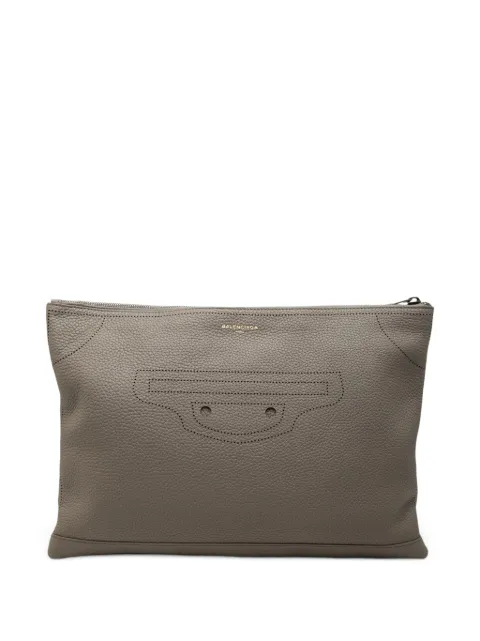 Balenciaga Pre-Owned 2017 Calfskin Motocross Blackout clutch bag Brown FDCHTSSVDUOVKMPQ