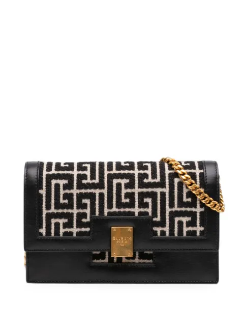 Balmain Pre-Owned 2010-2026 Mini Leather Trimmed Monogram Jacquard 1945 Heritage crossbody bag Black 7K31S2XDO779YWFP
