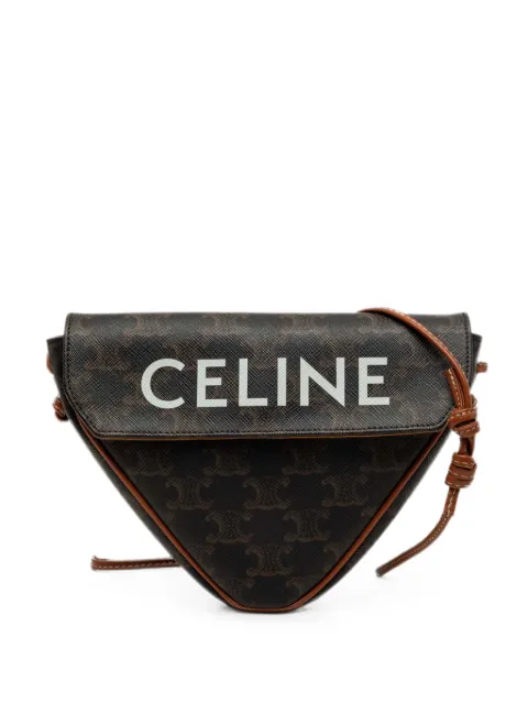 Celine Pre-Owned 2021 Triomphe Coated Canvas Logo Triangle crossbody bag Brown 9SC658TPLVYMORX3