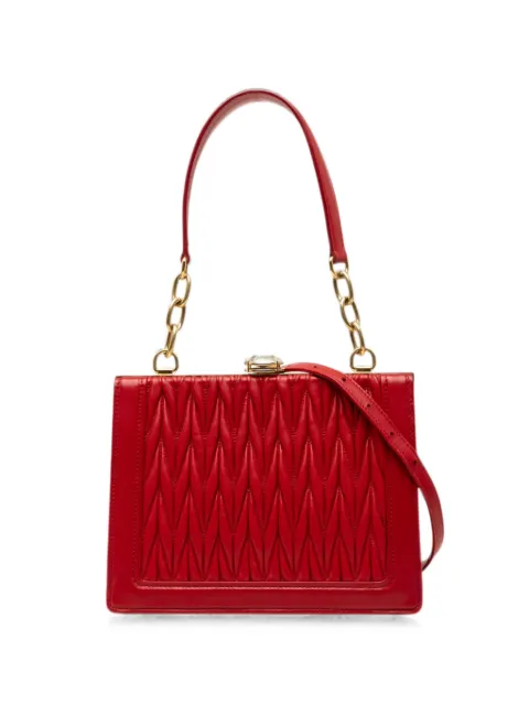 Miu Miu Pre-Owned 2010-2026 Matelasse Lambskin Kiss Lock Solitaire satchel Red 6WZU3YBQ2QST7QYC