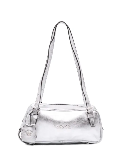 Versace Pre-Owned 2000-2026 Metallic Leather Tag Bowling Bag shoulder bag Silver 3P3WDL4K7HYYH9A8