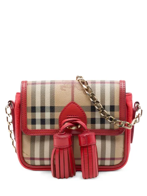 Burberry Pre-Owned 2000-2017 Mini Haymarket Check Coated Canvas Tassel crossbody bag Red 20O7IXL1S1UT0UW2