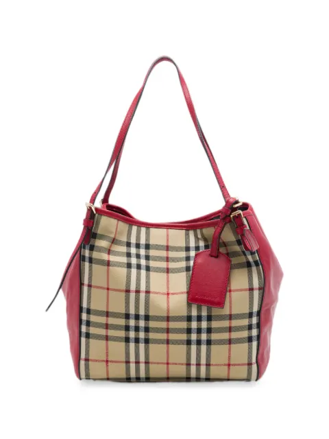 Burberry Pre-Owned 2000-2017 Small Haymarket Check Nylon and Calfskin Canterbury tote bag Neutrals 0UV34OP2AJ9RLEZK