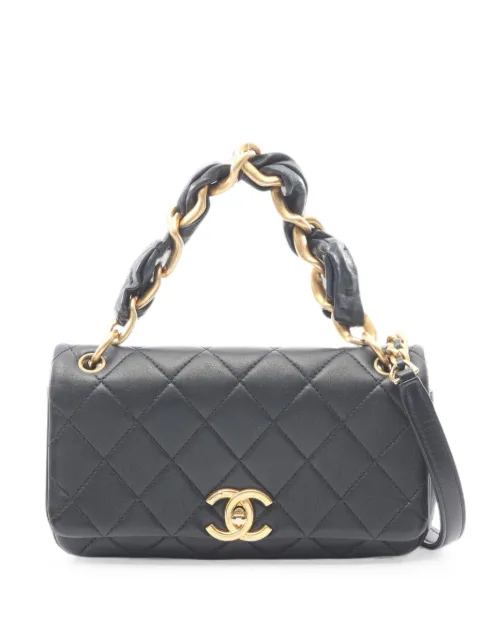 CHANEL Pre-Owned 2021 Quilted Lambskin Chain is More Flap satchel Blue D17IAAN5TLJVJPK6