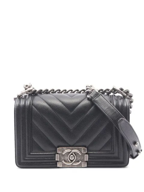CHANEL Pre-Owned 2018 Small Chevron Caviar Boy Flap crossbody bag Black SQTKG89W1GR6TUMN