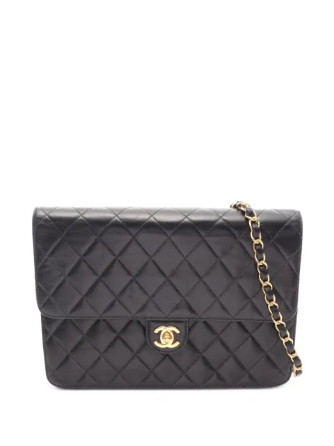 CHANEL Pre-Owned 2002-2003 Medium CC Quilted Lambskin Single Flap shoulder bag Black 8Z8XOG6ZIJ8M378L