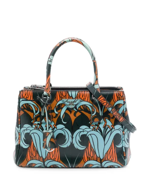Prada Pre-Owned 2013-2026 Small Saffiano Lux Galleria Lily Print Double Zip satchel Black USI5HFJ6L9NEY2PB
