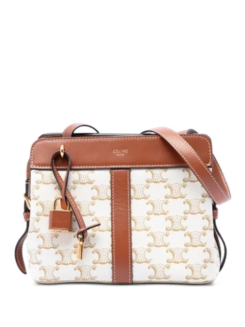 Celine Pre-Owned 2021 Teen Triomphe Coated Canvas Cabas De France crossbody bag White PJKRS9L0E5HTZQMQ
