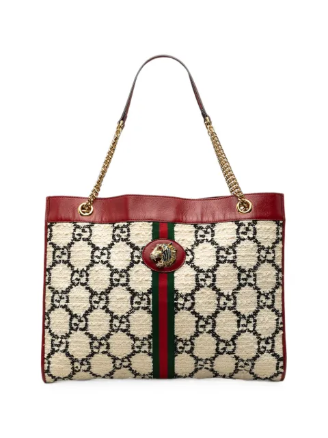 Gucci Pre-Owned 2016-2026 Large GG Tweed Web Rajah tote bag White RGKONPWKX0UGZG2B