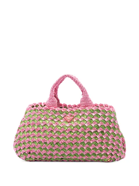 Prada Pre-Owned 2000-2020 Raffia Canapa Tote satchel Pink LE7XPYLQYJVDUOH6