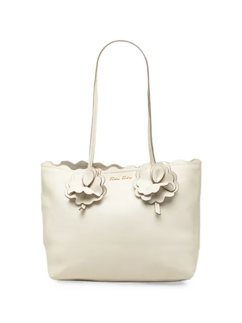 Miu Miu Pre-Owned 2010-2026 Leather Flower tote bag White ODRKWC66DBXIBKEJ