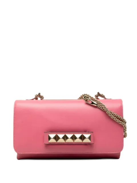 Valentino Garavani Pre-Owned 2000-2017 Leather Rockstud Va Va Voom Clutch on Chain crossbody bag Pink NRPFL3SRXMUMAAZ5