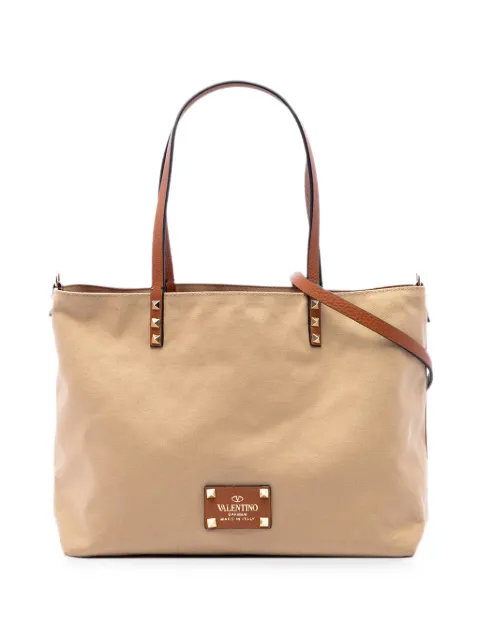 Valentino Garavani Pre-Owned 2018-2026 Canvas Rockstud Glam Lace Reversible Tote satchel Neutrals IB1U5ZBDA8861UWP